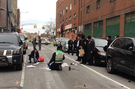 Kent Street in Williamsburg after pedestrian was struck and killed by a truck driver.